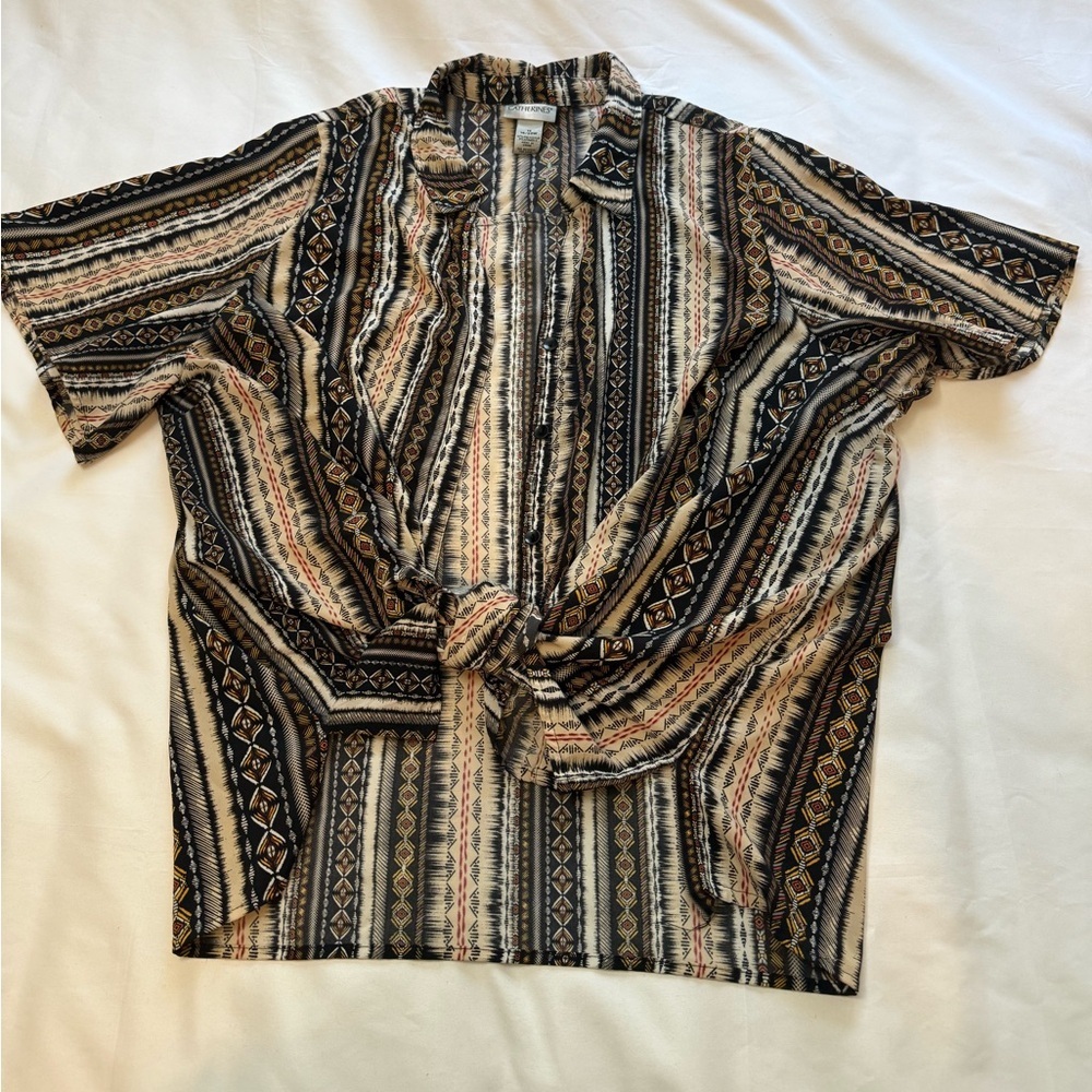 Catherines Patterned Blouse Size 1X